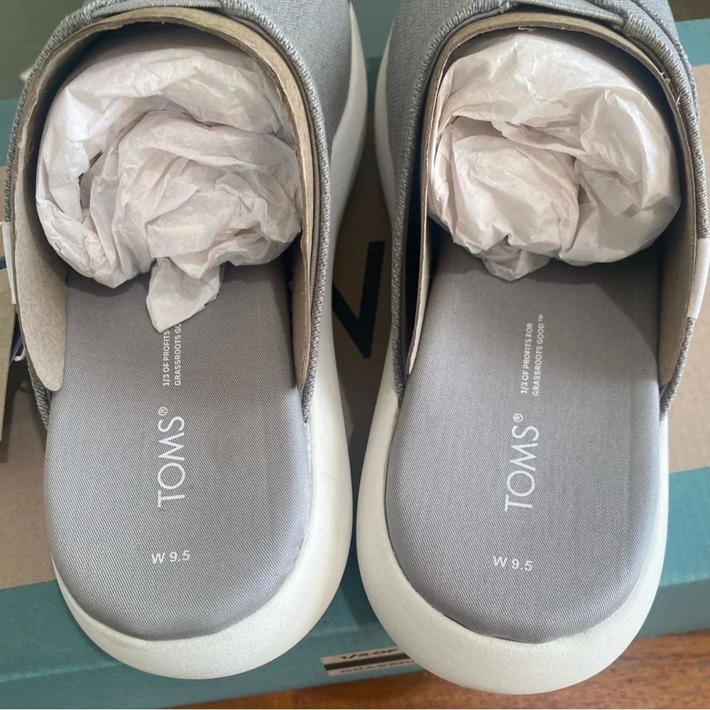 Toms Alpargata Mallow Mule Sneaker 9.5 Gray Casual Vacation Comfortable Slip On - Picture 6 of 7
